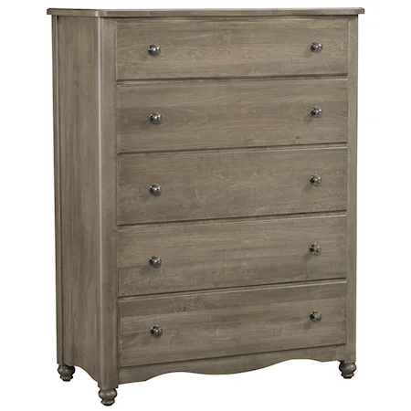 Solid Wood 5 Drawer Chest